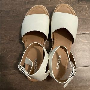 Soda Women's Open Toe Buckle Ankle Strap White Espadrille sandals